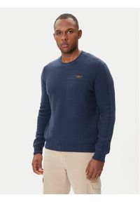 Aeronautica Militare Sweter 252MA1586UL00904 Granatowy Regular Fit. Kolor: niebieski. Materiał: wełna