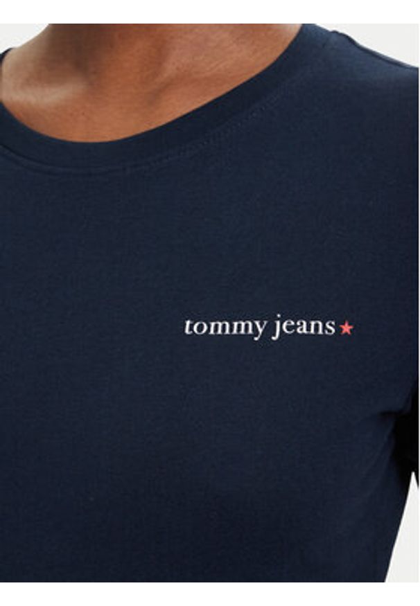 Tommy Jeans T-Shirt Ess Logo DW0DW23479 Granatowy Slim Fit. Kolor: niebieski. Materiał: bawełna