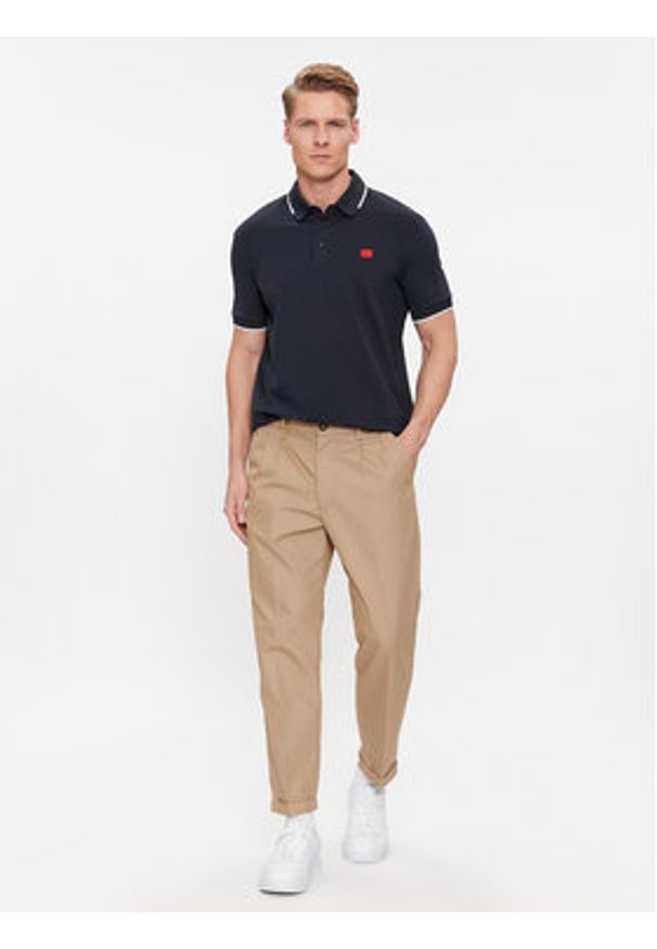 Hugo Polo Deresino232 50490775 Granatowy Slim Fit. Typ kołnierza: polo. Kolor: niebieski. Materiał: bawełna