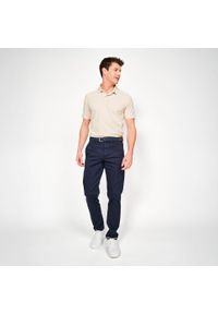 INESIS - Koszulka polo do golfa z krótkim rękawem męska Inesis MW500. Typ kołnierza: golf, polo. Kolor: beżowy. Materiał: bawełna, poliester, materiał. Długość rękawa: krótki rękaw. Długość: krótkie. Styl: sportowy, klasyczny