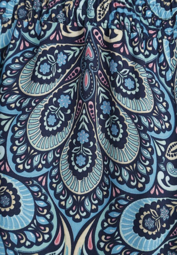 Renee - Granatowe Spodnie z Gumką w Pasie i Szerokimi Nogawkami z Wiskozy Adotria. Kolor: niebieski. Materiał: wiskoza