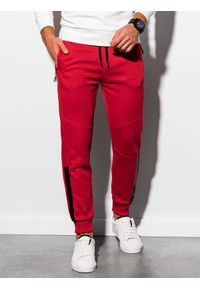 Ombre Clothing - Spodnie męskie dresowe joggery P920 - czerwone - XXL. Kolor: czerwony. Materiał: dresówka #4