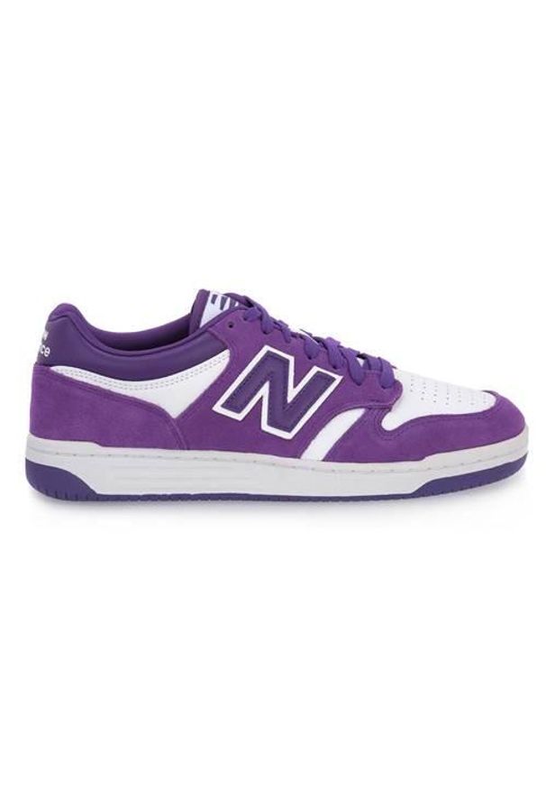 Buty do chodzenia męskie New Balance BB480LWD. Zapięcie: sznurówki. Kolor: fioletowy. Materiał: skóra. Szerokość cholewki: normalna. Sport: turystyka piesza