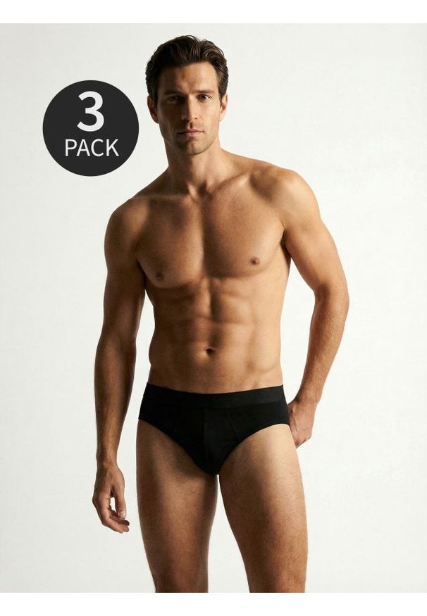 Sinsay - Bawełniane slipy 3 pack - czarny. Kolor: czarny. Materiał: bawełna