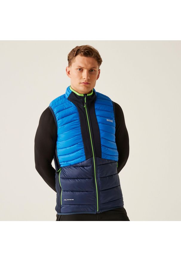 Regatta - Leedre Hybrid Męski kamizelka na wędrówki. Kolor: zielony, niebieski, wielokolorowy. Sport: turystyka piesza