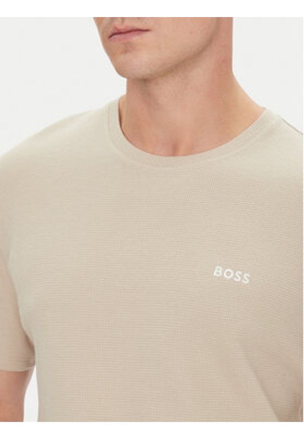 BOSS T-Shirt Waffle 50535891 Beżowy Regular Fit. Kolor: beżowy. Materiał: syntetyk, bawełna