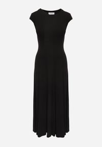 Born2be - Czarna Rozkloszowana Bawełniana Sukienka Dzianinowa Mahanaim. Okazja: do pracy, na co dzień. Kolor: czarny. Materiał: bawełna, dzianina. Wzór: ażurowy. Typ sukienki: proste, rozkloszowane. Styl: elegancki, casual #2