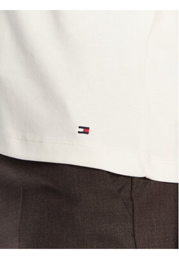 TOMMY HILFIGER - Tommy Hilfiger T-Shirt Gold Button WW0WW47455 Écru Regular Fit. Materiał: bawełna