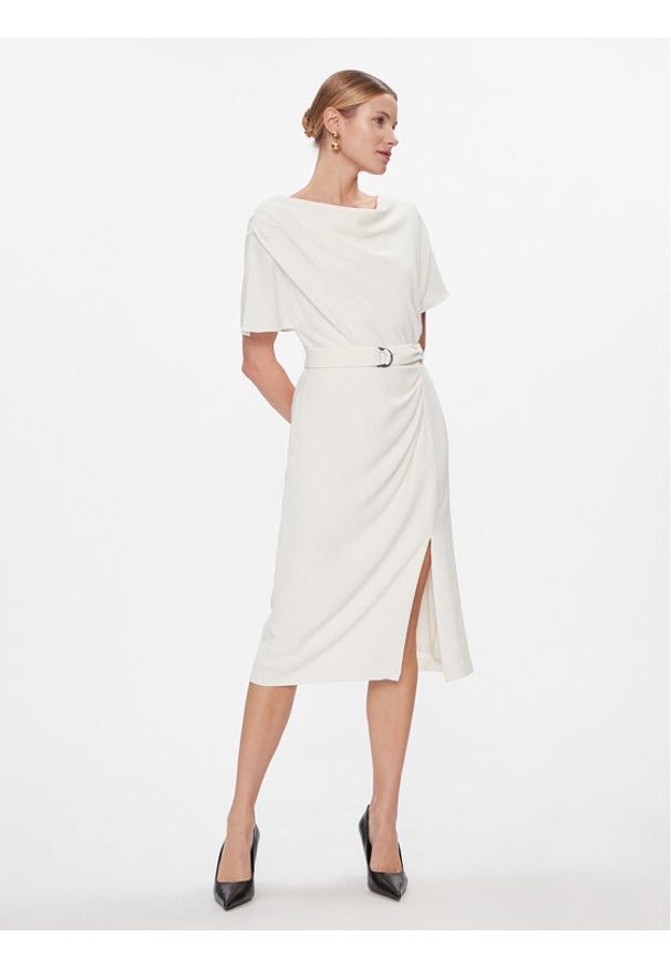 DKNY Sukienka codzienna DD3J233A Écru Regular Fit. Okazja: na co dzień. Materiał: syntetyk. Typ sukienki: proste. Styl: casual