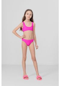 4f - 4F strój kąpielowy dziecięcy kolor różowy. Kolor: różowy. Rodzaj stanika: odpinane ramiączka