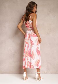 Renee - Jasnoróżowa Letnia Sukienka Maxi z Paskiem i Gumką w Talii z Wiskozy Madaya. Kolor: różowy. Materiał: wiskoza. Sezon: lato. Długość: maxi #4
