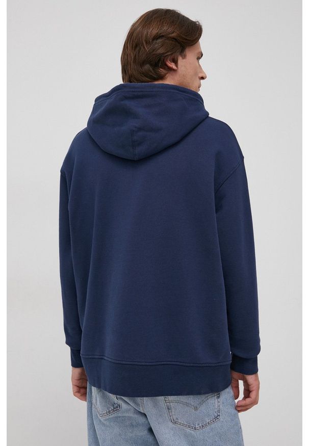 Levi's® - Levi's Bluza bawełniana męska kolor granatowy z kapturem z nadrukiem. Okazja: na spotkanie biznesowe. Typ kołnierza: kaptur. Kolor: niebieski. Materiał: bawełna. Wzór: nadruk. Styl: biznesowy