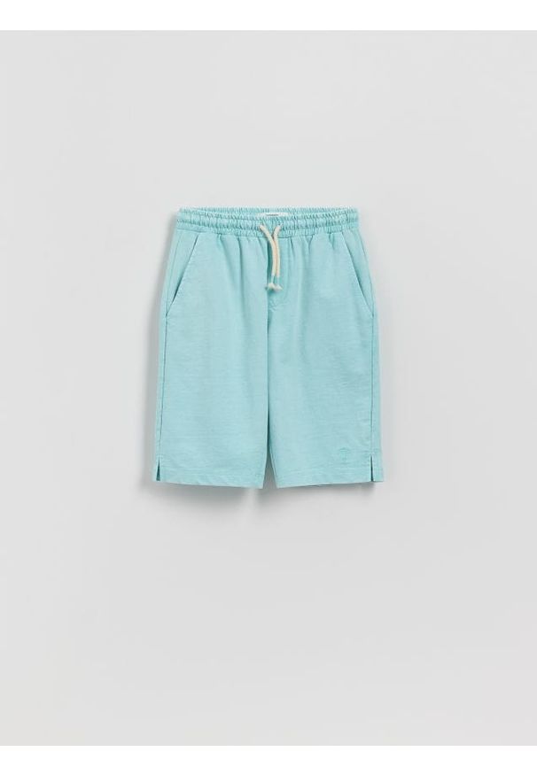 Reserved - Szorty bermudy - miętowy. Kolor: miętowy. Materiał: bawełna, dzianina
