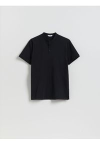 Reserved - Koszulka polo slim - czarny. Typ kołnierza: polo. Kolor: czarny. Materiał: dzianina, bawełna #1