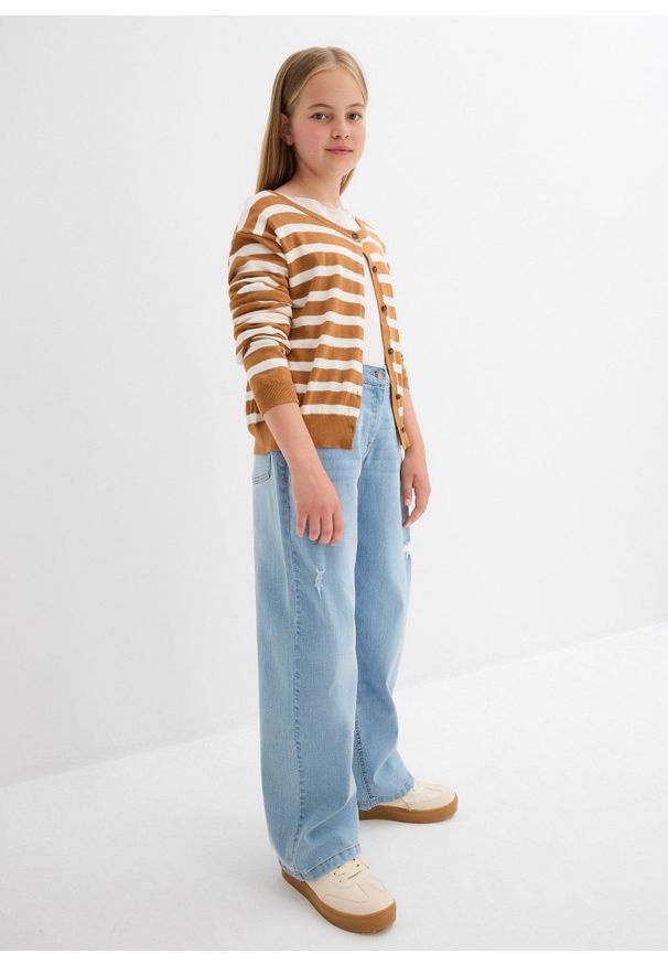 bonprix - Dżinsy wide leg, mid waist. Kolor: niebieski