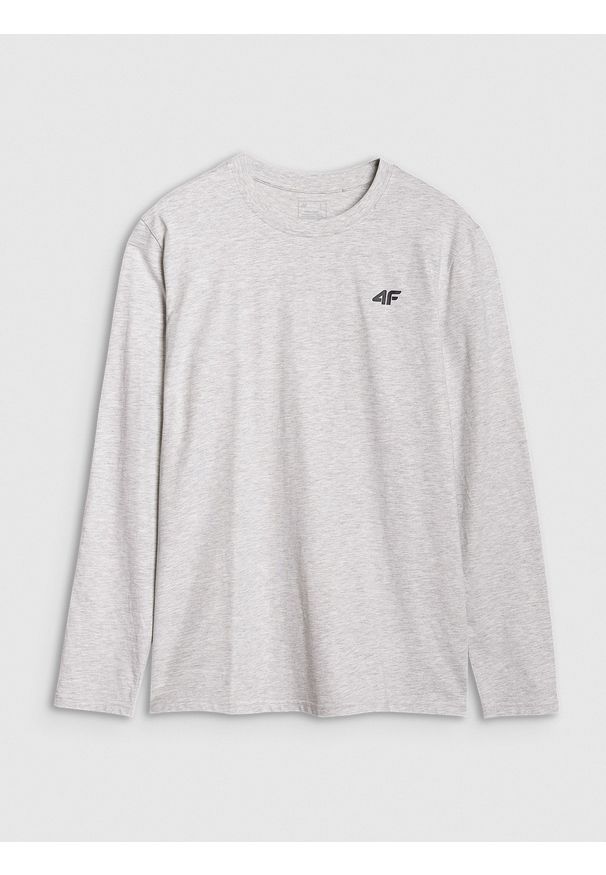 4f - 4F Longsleeve regular gładki męski - szary M. Okazja: na co dzień. Kolor: szary. Materiał: bawełna, jersey, dzianina. Długość rękawa: długi rękaw. Długość: długie. Wzór: gładki. Styl: sportowy, klasyczny, casual