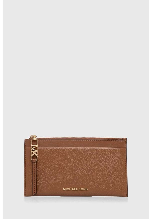 MICHAEL Michael Kors portfel skórzany damski kolor brązowy. Kolor: brązowy. Materiał: skóra