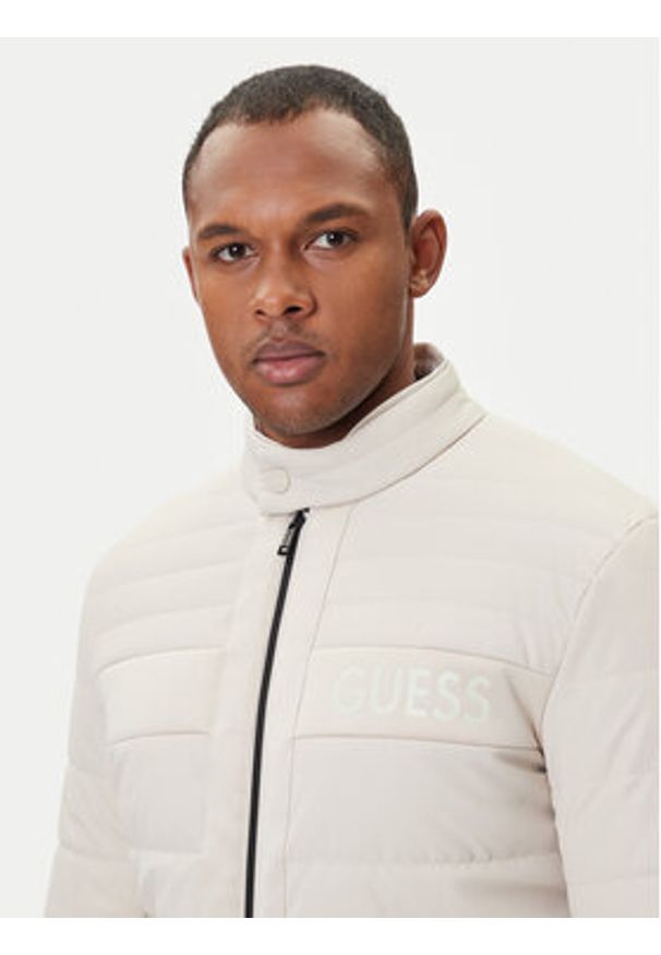 Guess Kurtka przejściowa M4YL16 WFHD0 Écru Regular Fit. Materiał: skóra