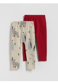 Reserved - Bawełniane legginsy 2 pack - beżowy. Kolor: beżowy. Materiał: bawełna #1