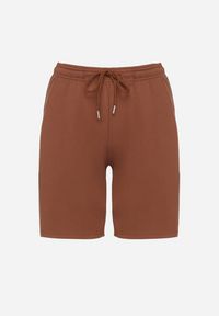Born2be - Brązowe Szorty Wykończone Gumką w Pasie i Wsuwanymi Kieszeniami Ritardia. Kolor: brązowy. Styl: sportowy #4