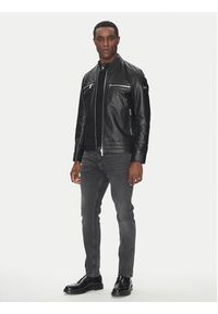 Karl Lagerfeld - KARL LAGERFELD Kurtka skórzana 555083 551420 Czarny Regular Fit. Typ kołnierza: dekolt w karo. Kolor: czarny. Materiał: skóra #5
