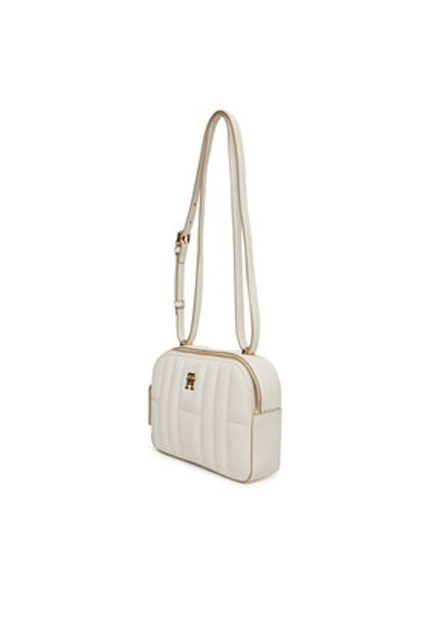 TOMMY HILFIGER - Tommy Hilfiger Torebka Th Feminine Conv Camera Bag AW0AW17453 Écru. Materiał: skórzane