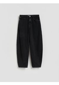 Reserved - Jeansy barrel leg - czarny. Kolor: czarny