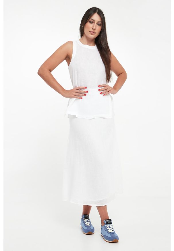 Ecoalf - Spódnica lniana midi Beth ECOALF. Materiał: len