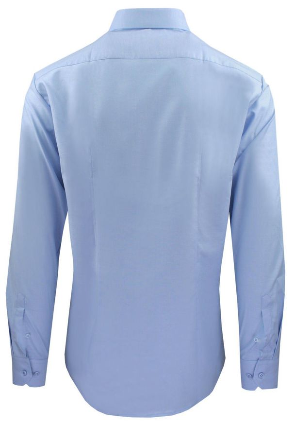 Delikatnie Wyszczuplana (Slim) Męska Koszula - Lanier - Jasnoniebieska. Kolor: niebieski. Materiał: poliester, lycra, bawełna. Styl: sportowy, klasyczny