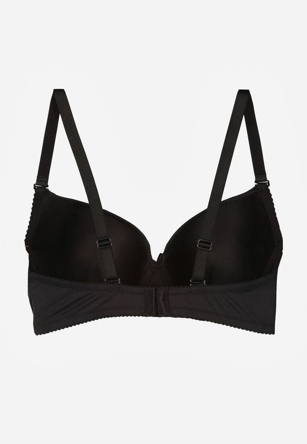 Renee - Czarny Biustonosz o Gładkim Wykończeniu z Kokardką Phiphise. Kolor: czarny. Wzór: gładki