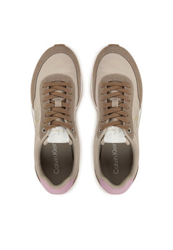 Calvin Klein Sneakersy Retro Runner Lace Up Nylon Mg YW0YW01990 Khaki. Kolor: brązowy. Materiał: materiał