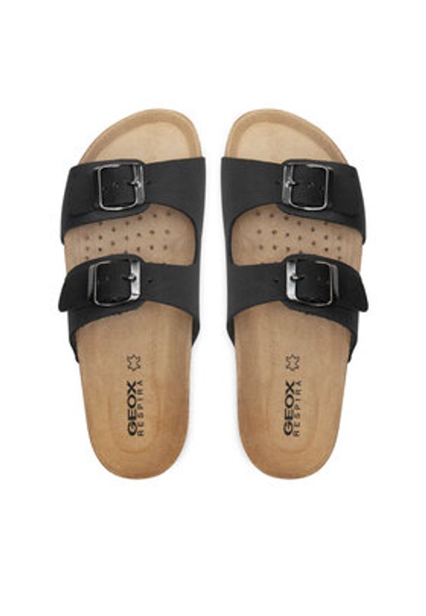 Geox Klapki D Brionia D35LSL 00032 C9999 Czarny. Kolor: czarny. Materiał: nubuk, skóra