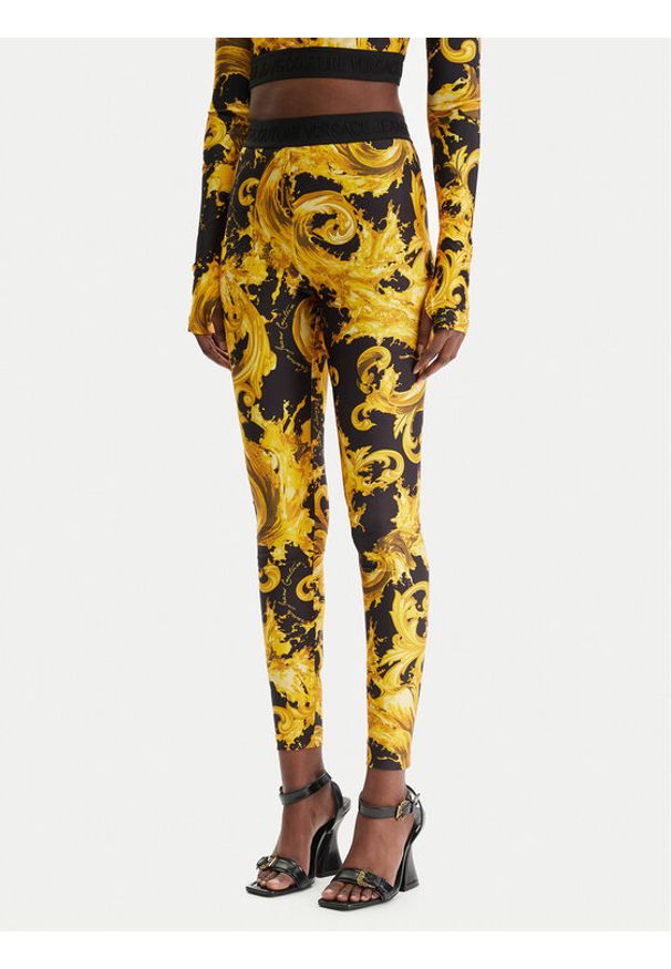 Versace Jeans Couture Legginsy 80HAC101 JS532 Czarny Slim Fit. Kolor: czarny. Materiał: syntetyk