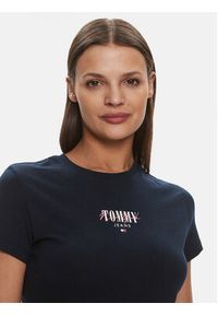 Tommy Jeans T-Shirt Essential DW0DW17839 Granatowy Slim Fit. Kolor: niebieski. Materiał: syntetyk, bawełna