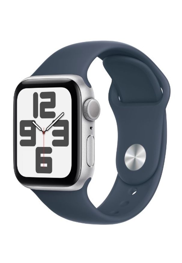 APPLE - Smartwatch Apple Watch SE GPS 44mm aluminium Srebrny | Sztormowy Błękit pasek sportowy S/M. Rodzaj zegarka: smartwatch. Kolor: srebrny. Styl: sportowy