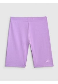 4f - 4F Legginsy kolarki dzianinowe dziewczęce - fioletowe 164 (13-14 lat). Okazja: na spacer, na co dzień. Stan: podwyższony. Kolor: fioletowy. Materiał: dzianina. Sezon: lato. Styl: casual #1