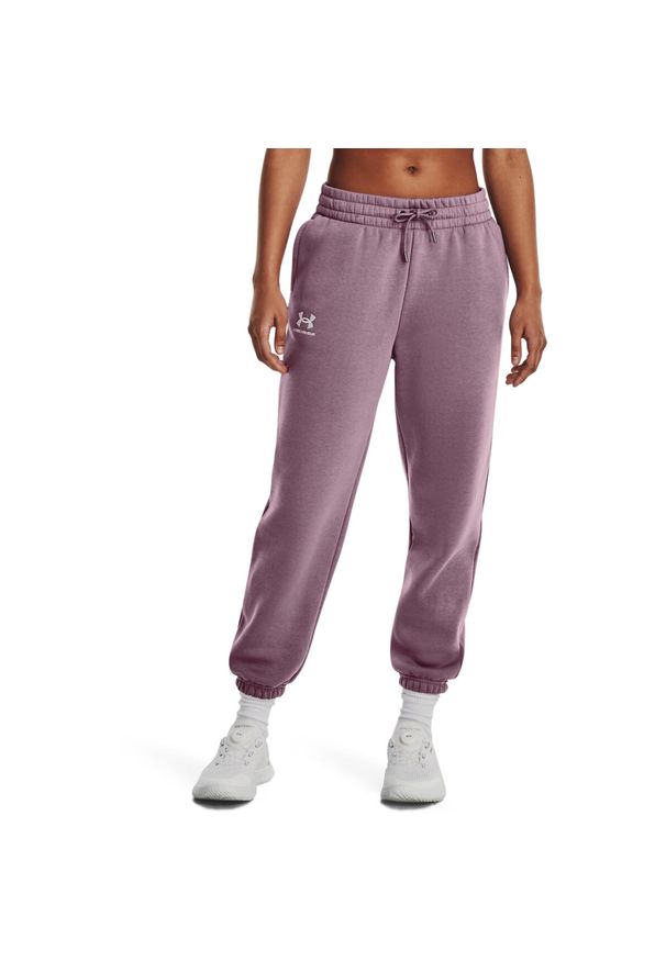 Spodnie damskie Under Armour Essential Fleece Joggers. Kolor: fioletowy. Materiał: bawełna, materiał. Sport: bieganie