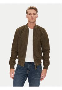 SCHOTT N.Y.C. Kurtka skórzana LC300 Khaki Regular Fit. Kolor: brązowy. Materiał: skóra