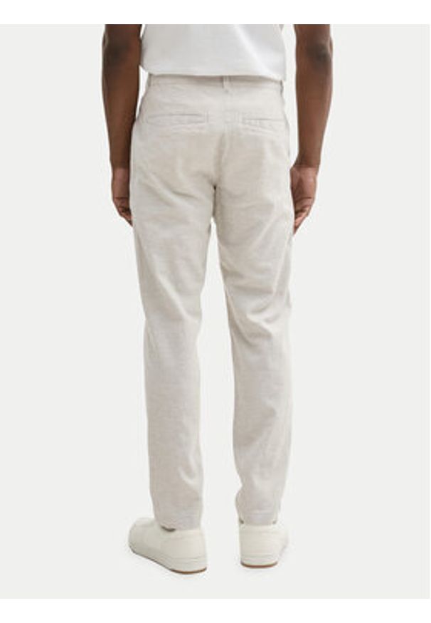 Tom Tailor Denim Spodnie materiałowe 1044843 Beżowy Tapered Fit. Kolor: beżowy. Materiał: bawełna, len