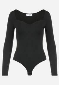 Renee - Czarne Body z Kwadratowym Dekoltem Macotte. Typ kołnierza: dekolt kwadratowy. Kolor: czarny. Materiał: jeans, skóra, materiał, wiskoza. Długość rękawa: długi rękaw. Długość: długie. Styl: elegancki #3