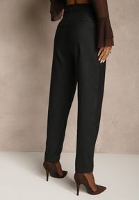 Renee - Czarne Spodnie Cygaretki High Waist z Imitacji Skóry Lanitelia. Stan: podwyższony. Kolor: czarny. Materiał: skóra. Styl: klasyczny