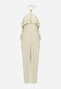 Born2be - Zielony Kombinezon Wiązany na Szyi z Metaliczną Ozdobą Tilindra. Kolor: zielony. Długość: długie. Wzór: aplikacja. Styl: klasyczny, elegancki #4