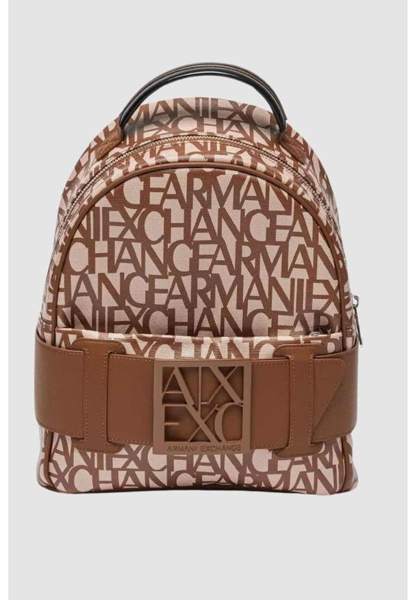 Armani Exchange - ARMANI EXCHANGE Mały brązowy plecak. Kolor: brązowy