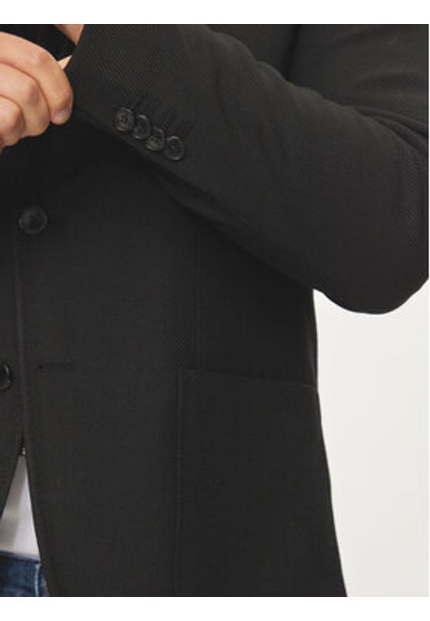 Karl Lagerfeld - KARL LAGERFELD Marynarka 155384 544016 Czarny Regular Fit. Typ kołnierza: dekolt w karo. Kolor: czarny. Materiał: poliester