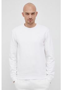 Guess Bluza męska kolor biały gładka. Kolor: biały. Materiał: bawełna. Wzór: gładki #2
