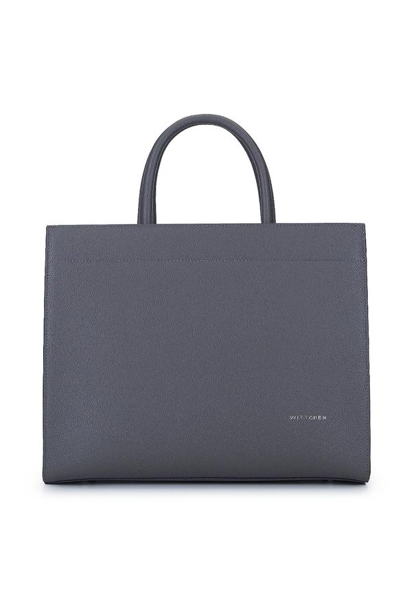 Wittchen - Torebka skórzana minimalistyczna. Kolor: szary. Wzór: haft, geometria. Sezon: lato. Dodatki: z haftem. Materiał: skórzane. Styl: elegancki, casual. Rodzaj torebki: do ręki