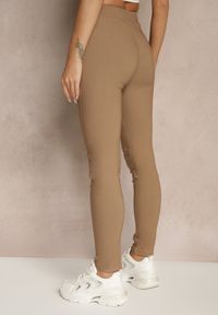 Renee - Ciemnobeżowe Spodnie z Bawełną i Sznurowaniem Purrena. Okazja: na co dzień. Kolor: beżowy. Materiał: bawełna. Styl: elegancki, casual #5