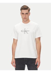 Calvin Klein Jeans T-Shirt Hero Monologo LV04RB862G Biały Regular Fit. Kolor: biały. Materiał: bawełna