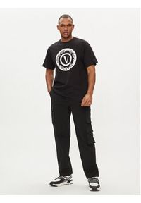 Versace Jeans Couture T-Shirt 76GAHT06 Czarny Regular Fit. Kolor: czarny. Materiał: bawełna