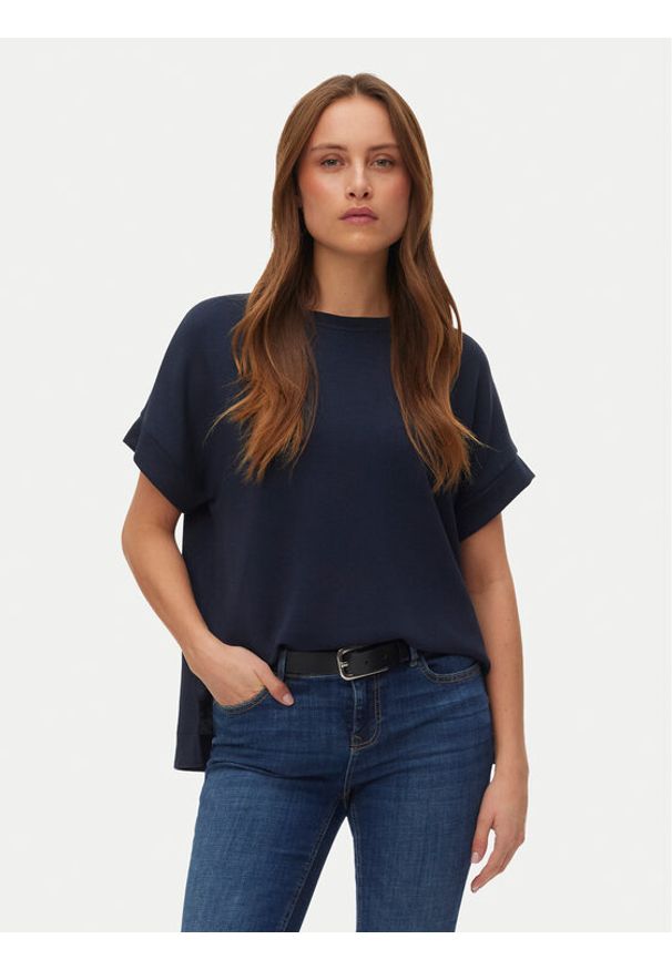 Vero Moda Bluzka Hali 10339414 Granatowy Regular Fit. Kolor: niebieski. Materiał: wiskoza